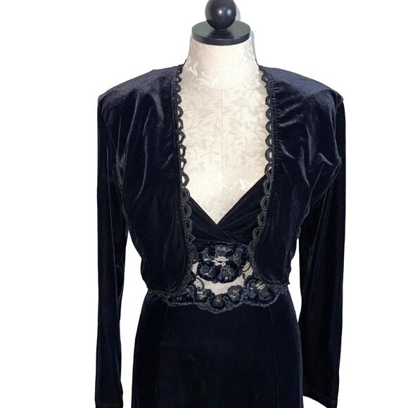 Sagaie Paris Womens Maxi Dress Jacket Set Black Size Small Polyester Spandex - Picture 9 of 16